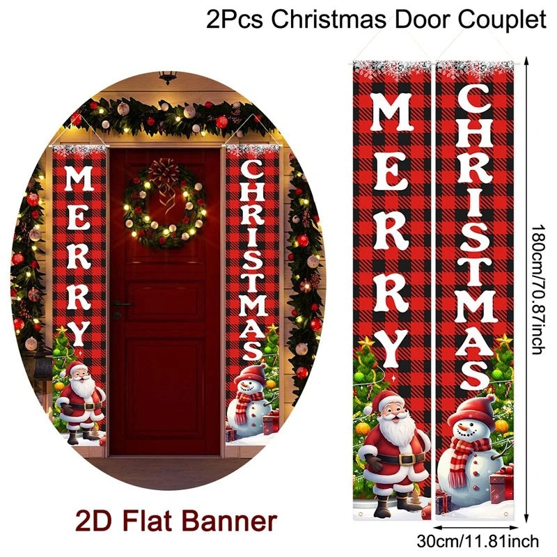 Christmas Door Decoration 2025 Merry Christmas Banner Decor for Home Hanging Xmas Ornament Navidad Happy New Year Gift 2026