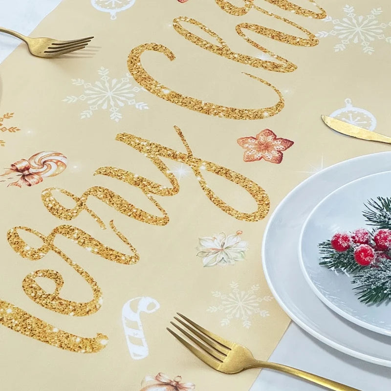 Christmas Table Runner Merry Christmas Decoration for Home Xmas Party Decor 2025 Navidad Notal Noel Ornament Happy New Year 2026
