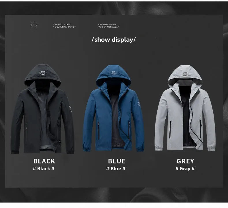 Men's Outdoor Sports Leisure Hooded Jacket Comfortable Trendy for Spring and Autumn Versatile Windproof Breathable Jacket