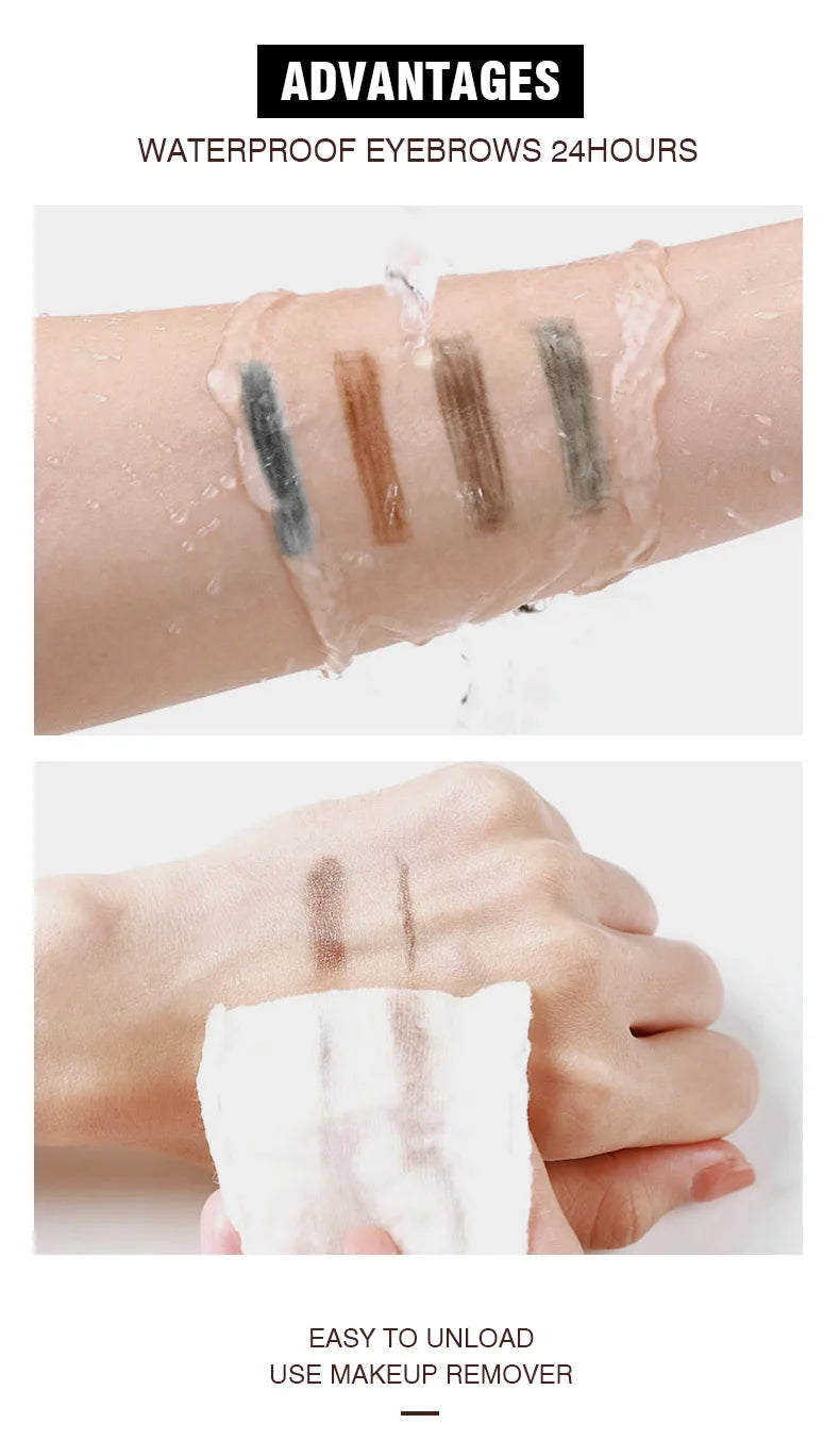 Langmanni Double headed Rotable Eyebrow Pen with a 1.5mm diameter Fine refill Waterproof Wild Eyebrow Pen and Eyebrow Brush