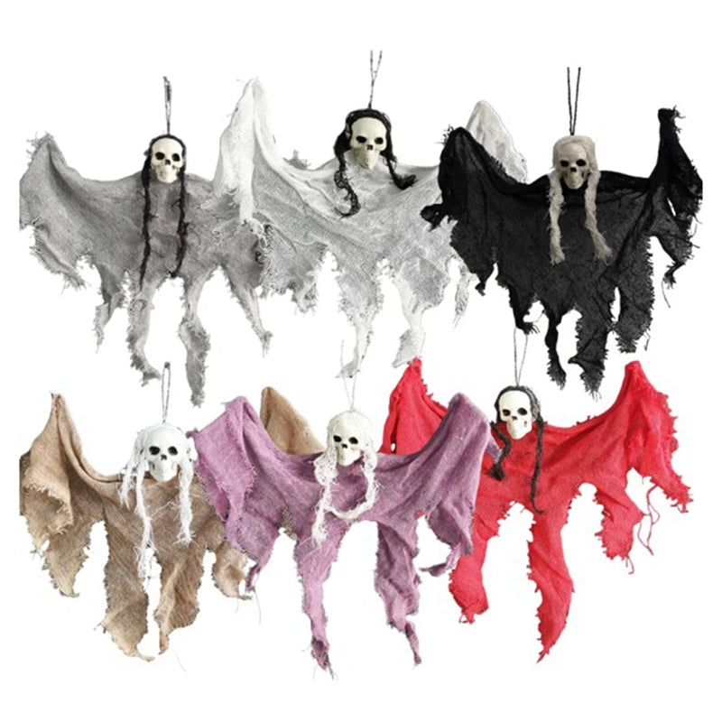Skull Ghost Halloween Decorations Haunted House Party Horror Charm Hanging Cloaks Mini Ghosts