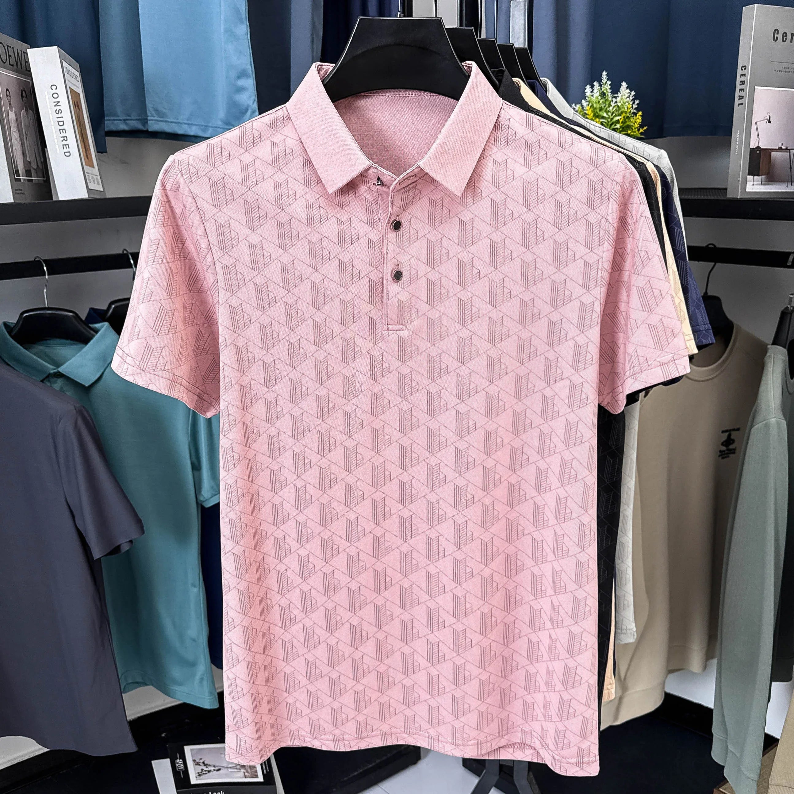 Men's New Short-Sleeved T-Shirt Summer Polo Shirt with a Stand-Up Collar Simple Casual Versatile Fashionable Trendy Men's Wear