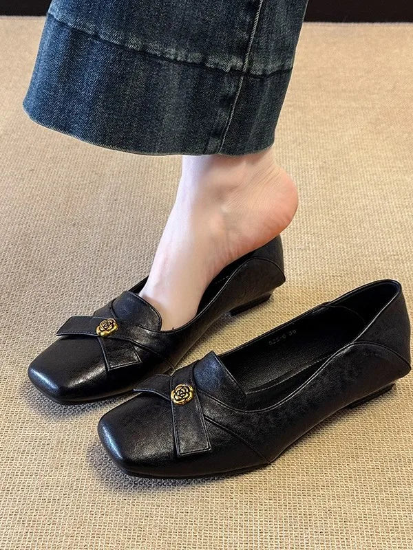 Womens Loafers Shoes Round Toe Female Footwear British Style Slip-on Retro Dress Preppy On Heels Mary Janes Floral Shoes On Heel