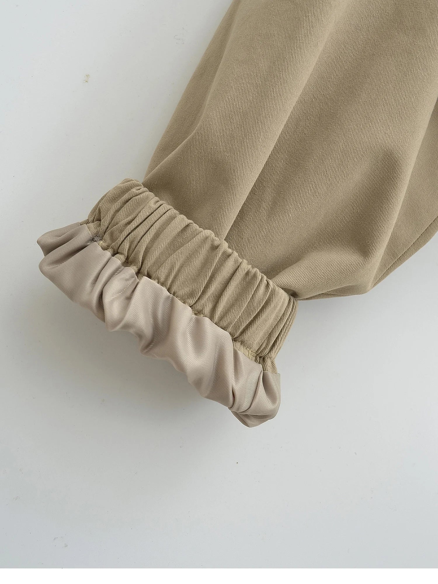 Women's Cropped Utility Jacket - Drop Shoulder Drawstring Hem Ribbed Cuffs Lightweight Cotton