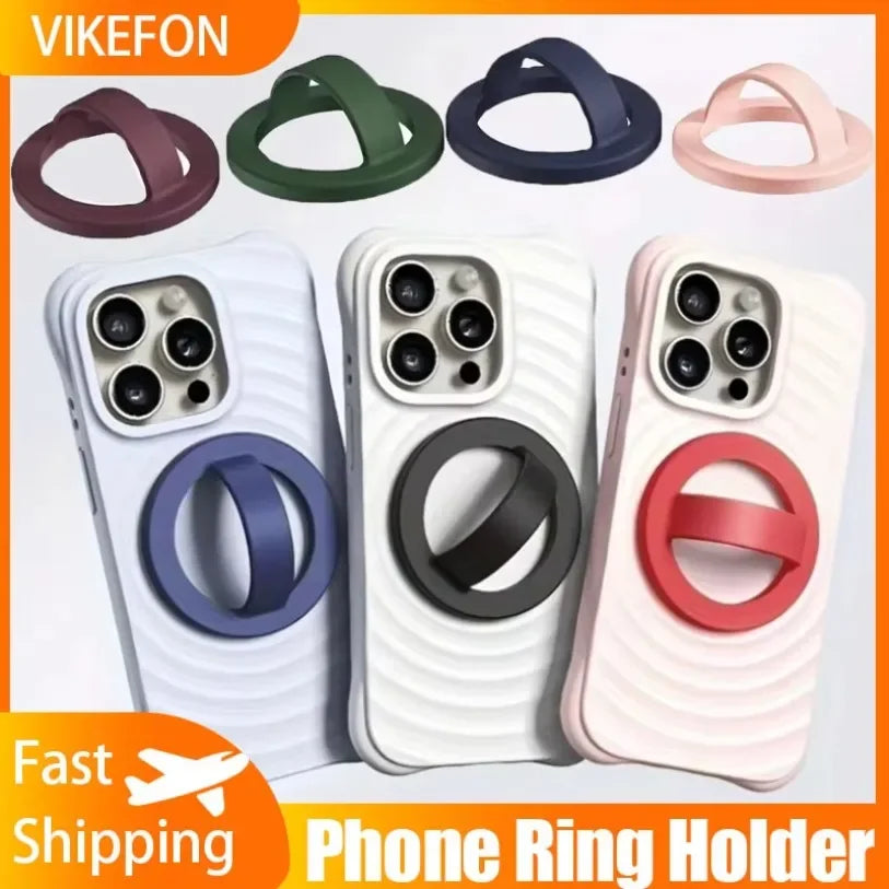 Magnetic Phone Ring Holder Grip Attachment Removable Magnetic Phone Ring Waterproof Liquid Silicone for iPhone & Android Cases