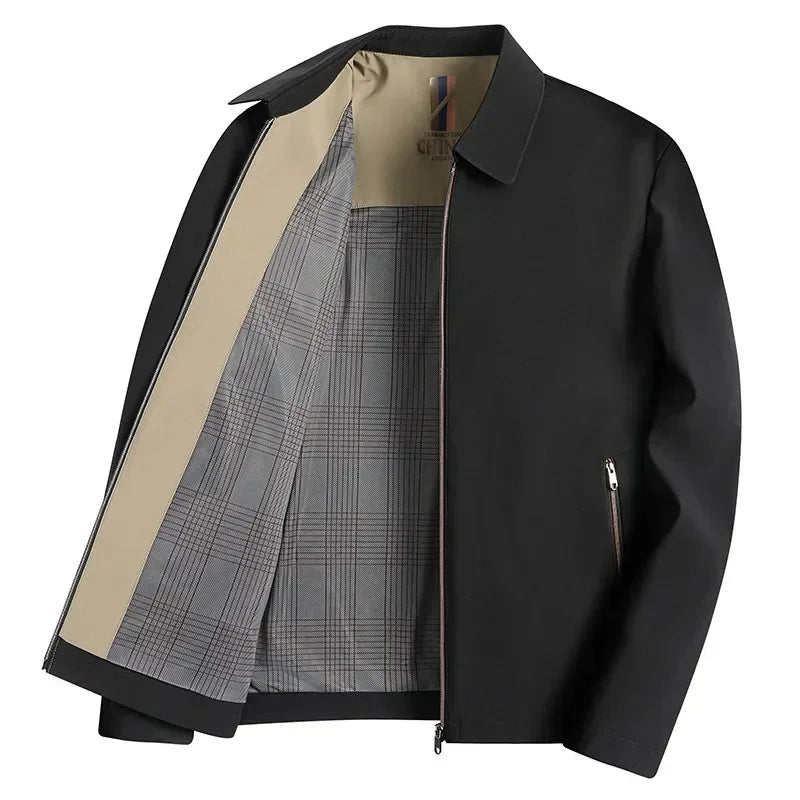 Men's Jacket Coat High Quality Outwear Casual Waterproof Jackets Spring Autumn Solid Color Stand Up Collar Business Casual Top