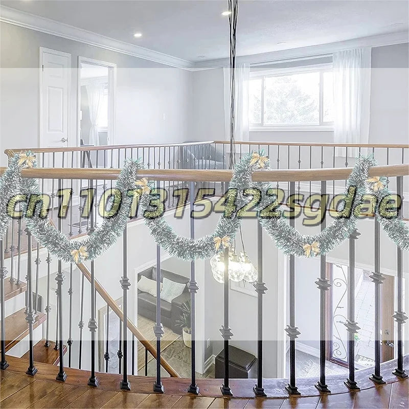 Christmas Garland Home Party Wall Door Decor Xmas Tree Ornaments Tinsel Strips With Bowknot Party