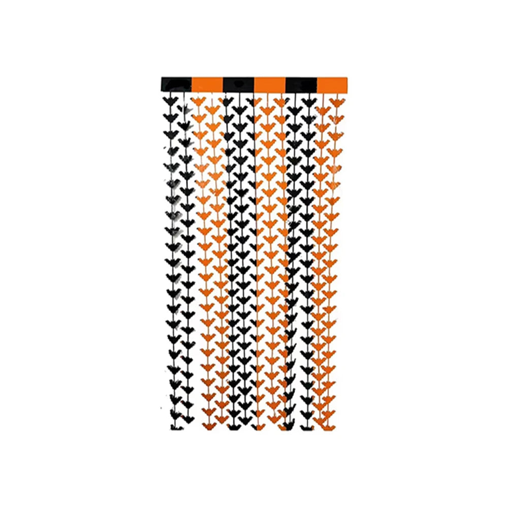 Halloween Decorations Pumpkin Skull Bat Black Orange Hanging Curtain Backdrop Haunted House Halloween Themed Party Supplies
