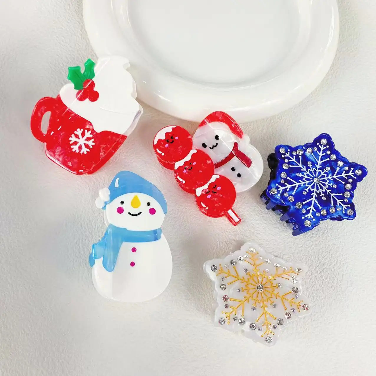 2025 NEW Winter Christmas Series Hair Claw Acetate Claw Clips Rhinestone Snowflake Hair Clips Hair Accessories for Women Girls