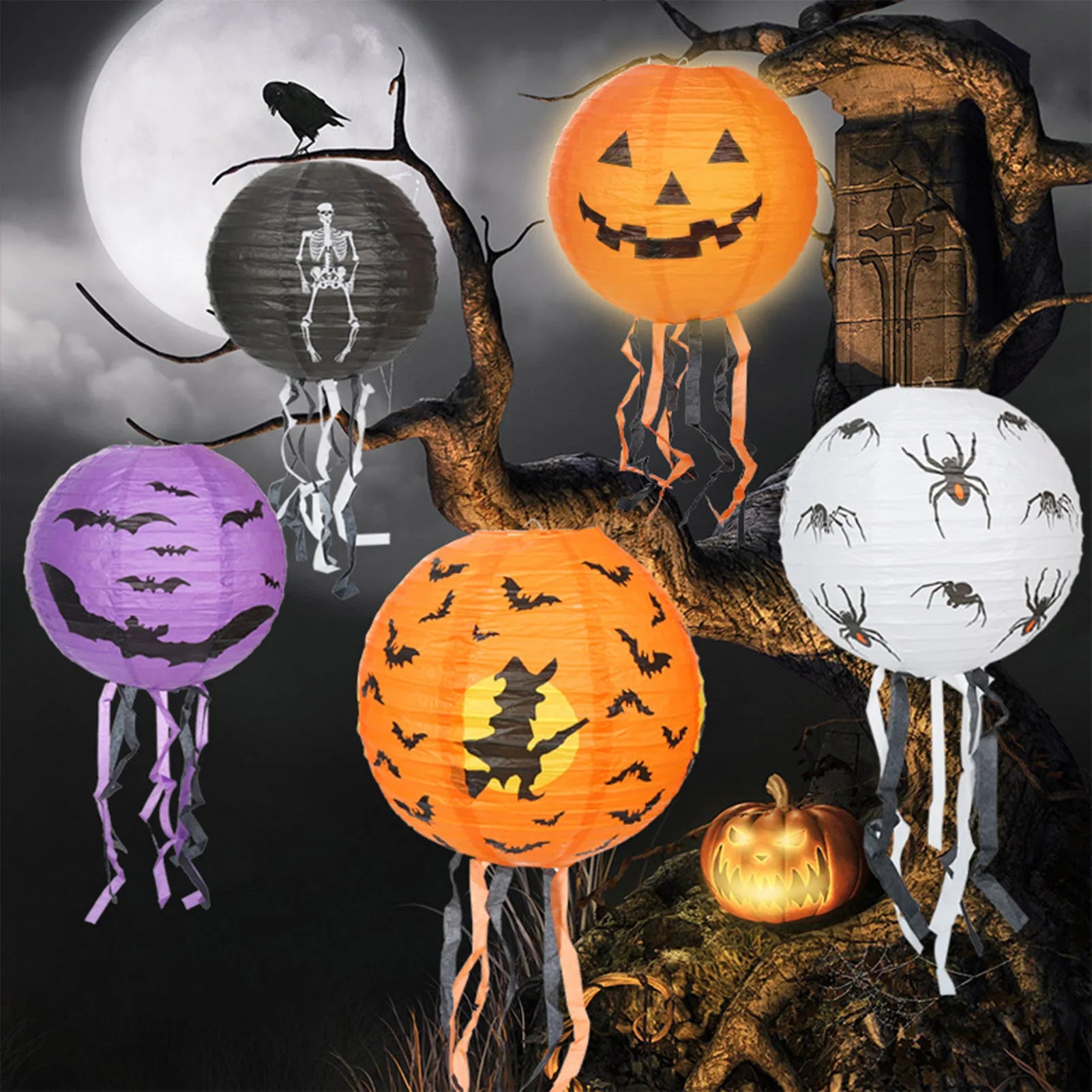 Halloween Paper Lantern Hangin Cute Hanging Ghost Outdoor Indoor Decor for Halloween Festival Party Gifts