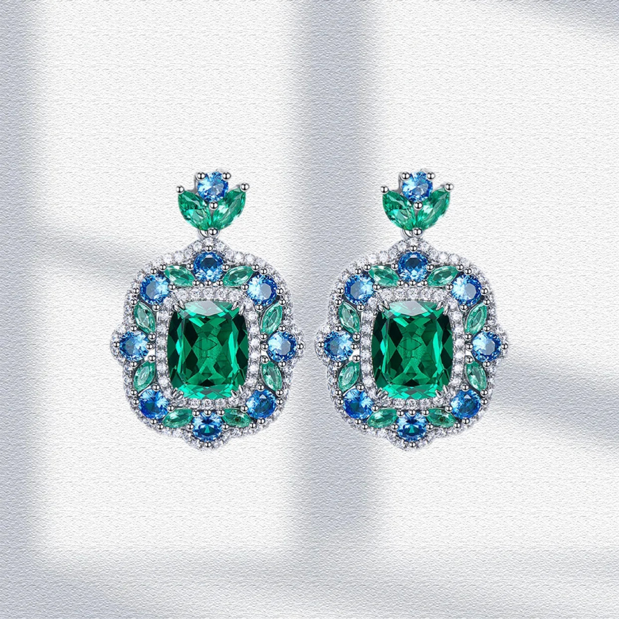 Luxury Lab Emerald Jewelry Sets S925 Silver Elegant Pendant Necklace Ring Earring for Women Gorgeous Wedding Party Fine Jewelry