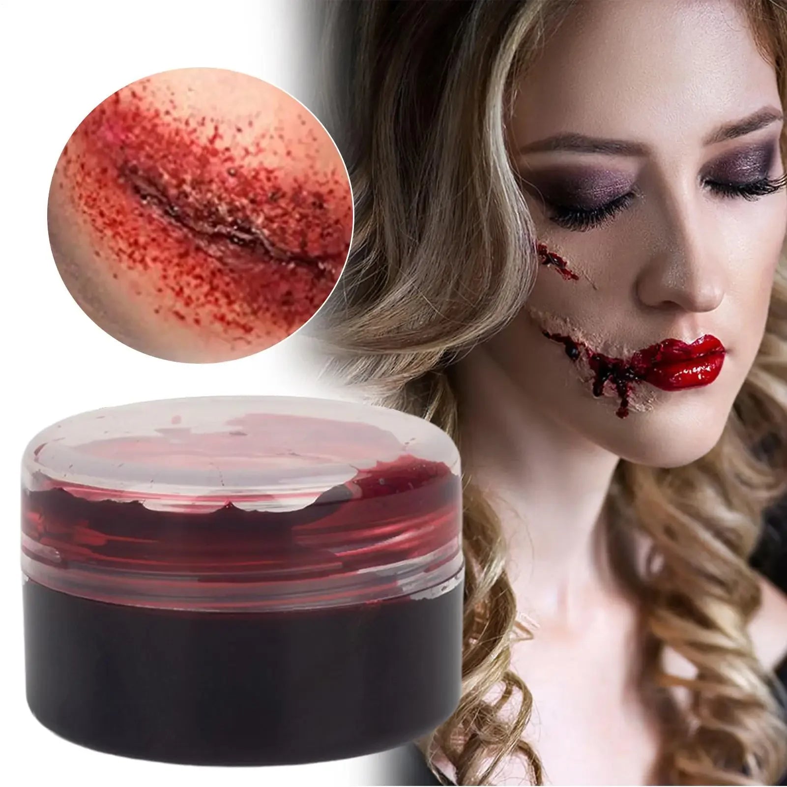 Halloween Makeup Kit Scars Wax Special Effects Stage Fake Wound Skin Wax with Spatula Stipple Sponge Fake Wood Special