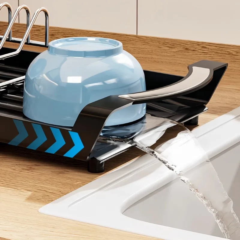 Kitchen Dish Storage Rack Retractable Dish Rack Kitchen Organizer Rack Countertop for Dishes and Chopsticks Drain Basket