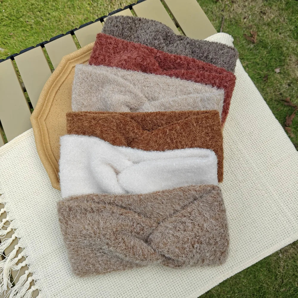 Winter Woolen Headbands Soft Elastic Ear Warmer Cross Headwrap Turban Wide Brim Headwear for Women Girl Fashion Hair Accessories
