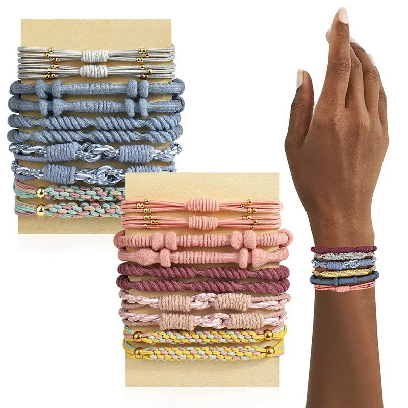 20pcs Fashion Bohemian Style Hair Tie Bracelet For Women Pearl Hair Rope ladies Elastic Hair Rubber Bands For Bracelets Knekki
