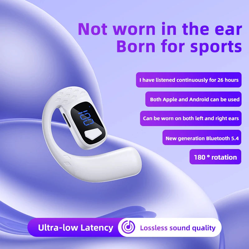 Digital Display Wireless Earphone New Bluetooth 5.4 Headset For Universal Phones Noise Cancelling Sports/Game/Drive Headphones