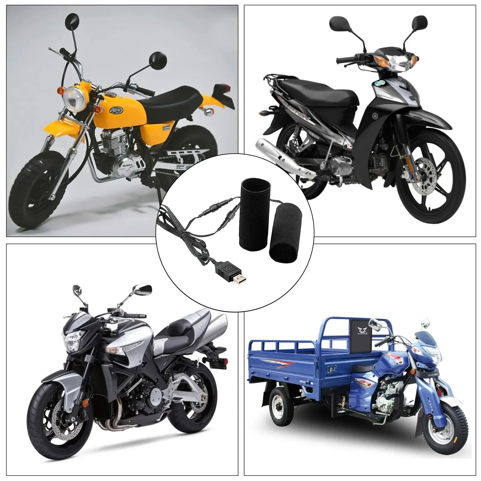 Gadpow Motorcycle Heated Handgrips 5V USB 6 Gear Warmer Electric Heated Grip Cover Anti Vibration Anti Slip Fast Heating Kits