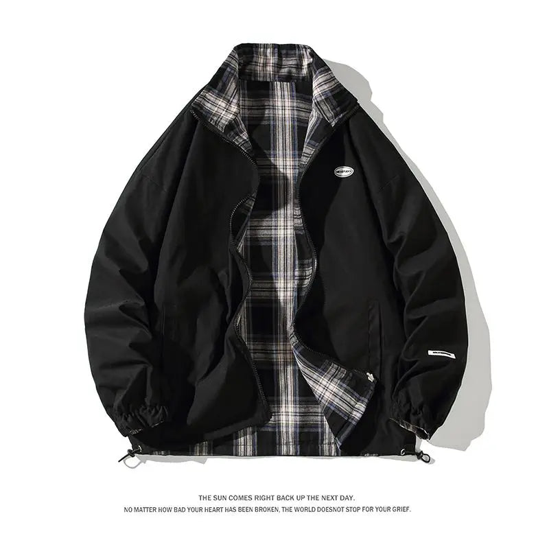 Bomber Jackets Women American Retro Chic High Street Casual Coats Reversible Turn-down Collar Fashion Newly Autumn Simple Loose