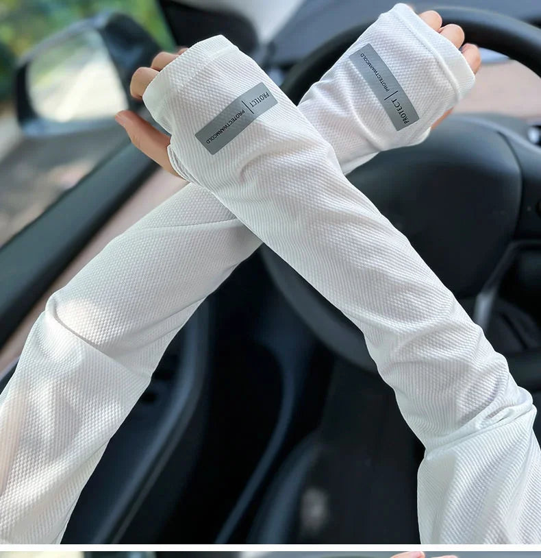 Large Size Ice Sleeves for Men's Sun Protection Japanese Summer Outdoor UV Protection Loose Arm Sleeves Driving Outdoor Gloves