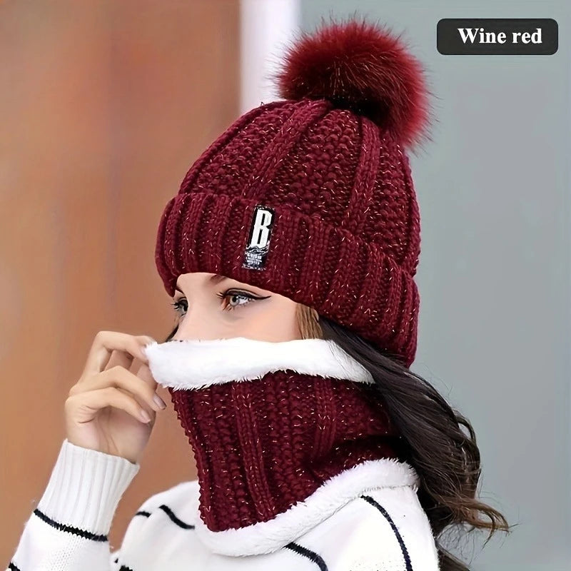 2/3pcs set of winter accessories - hat scarf and gloves made of windproof thick plush knit method ideal gift for Christmas