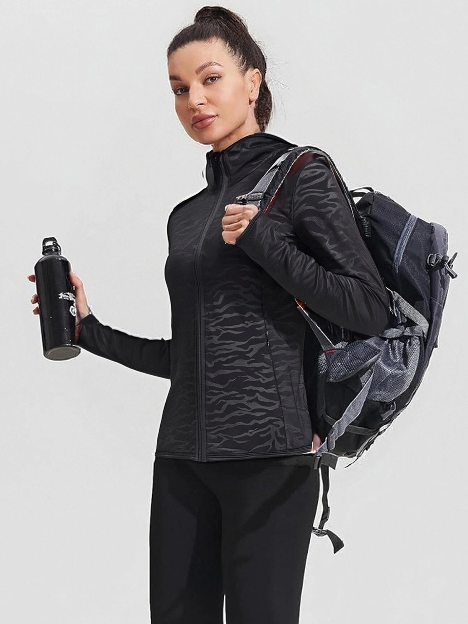 Womens Fashionable Jacket Daily Outdoor Quick Drying Breathable Casual Top Polyester Ammonia Fleece Knitted Fabric