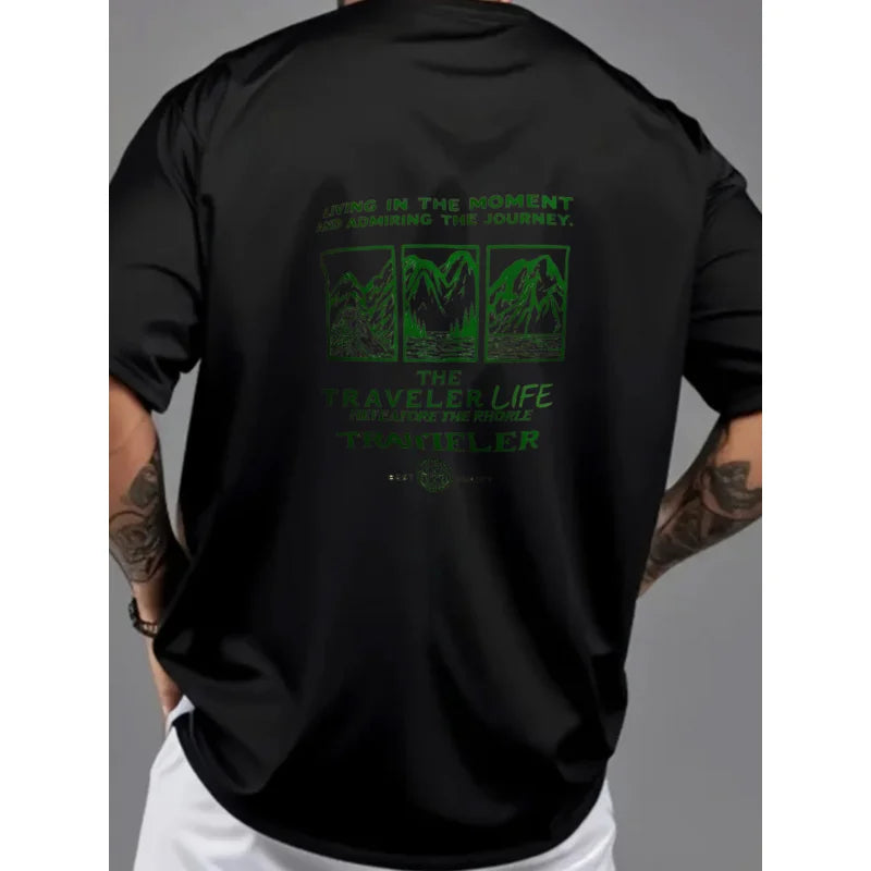 Men's T-Shirt Black Printed Pattern & Text ME High Quality Cotton 180g