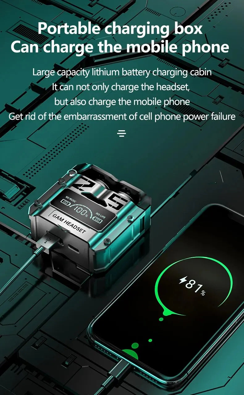 Wireless Noise Reduction HQ High Quality TWS Earphone M25 In-ear Type-C LED Display Recharge Earphone Headphone