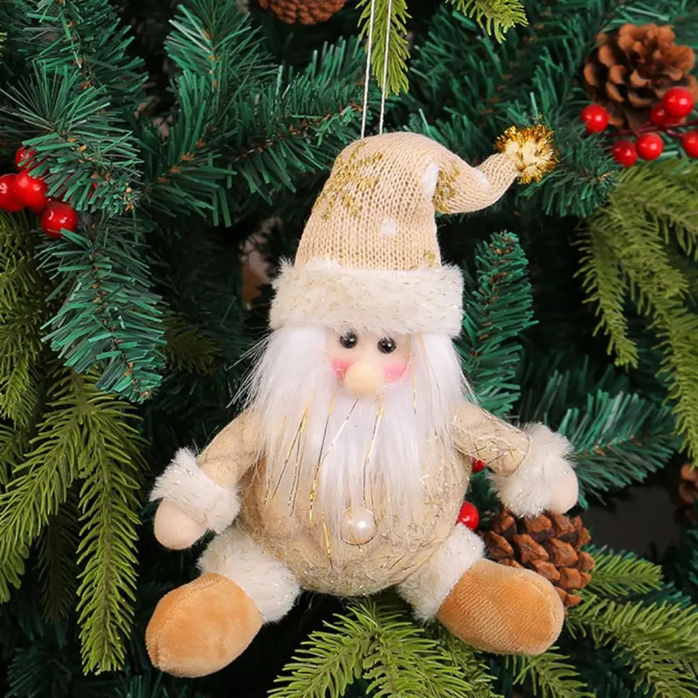 Cute Christmas Tree Pendant Figurine Ornament Elderly Christmas Doll Ornament Snowman Elk Santa Pendant Decor New Year