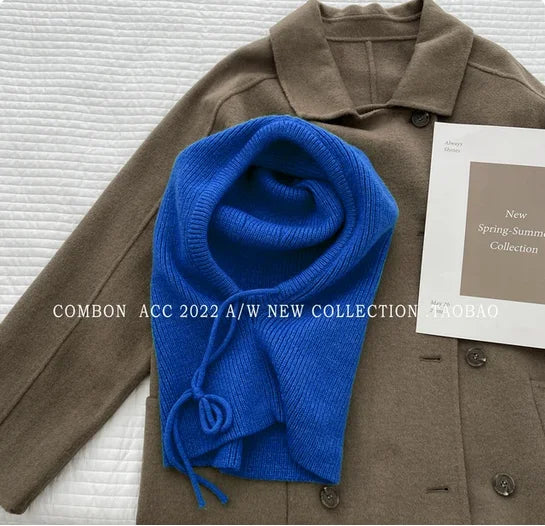 Winter Balaclava Hats For Men&Women Unisex Knitted Hooded Caps Outdoor Warmer Drawstring Hats One-Piece Neck Collar Beanies Cap