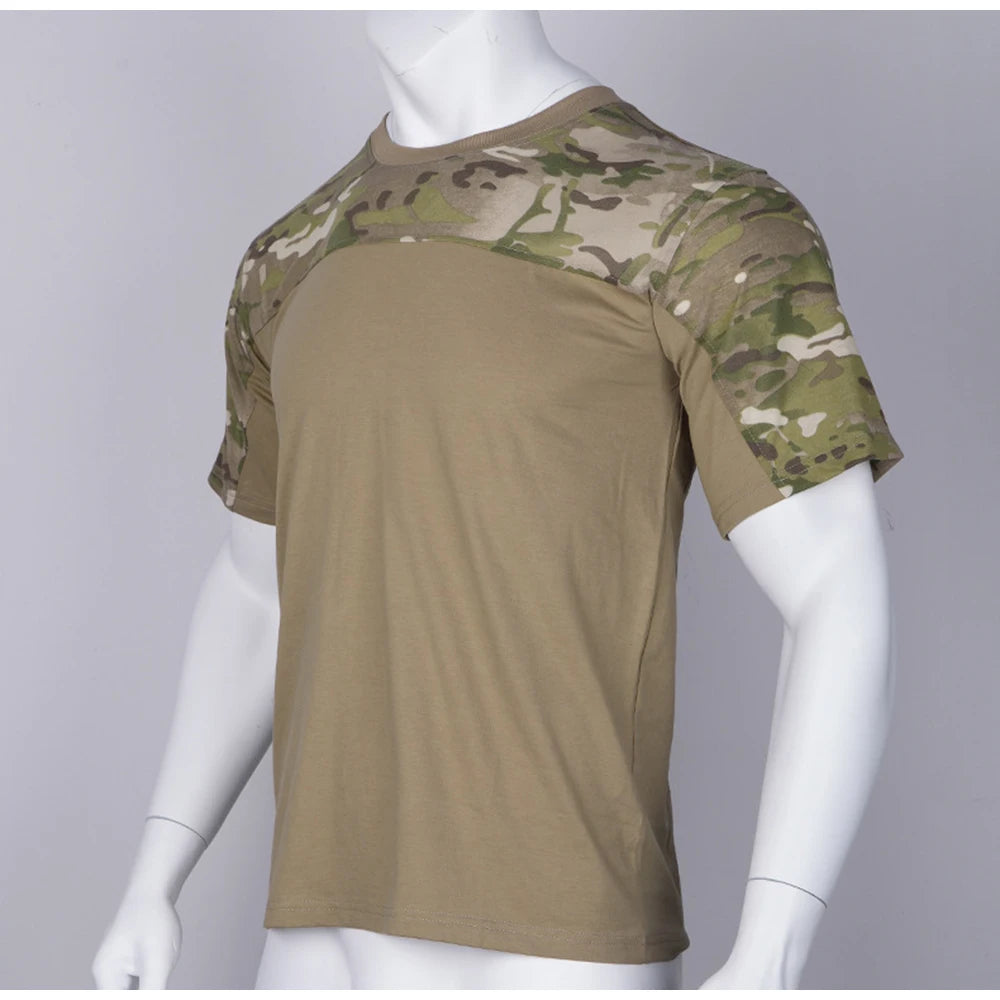 Mens Camouflage Shirts Tees Tactical Combat Shirt Hunting Clothes Tops Workout Clothing Outdoor Breathable Camo T Shirt