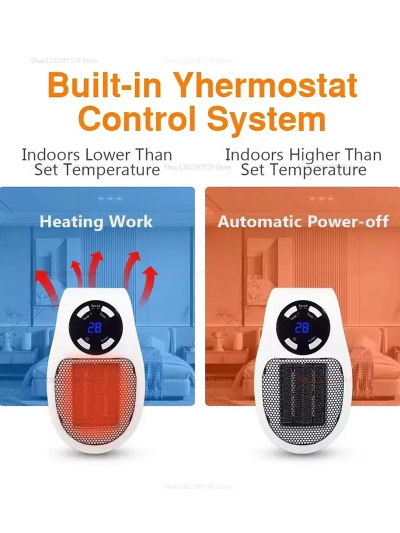 2025 Electric Portable Heater Wall Mounted Room Warmer Compact Warm Air Blower Winter Heating Home Appliance for Indoor Comfort