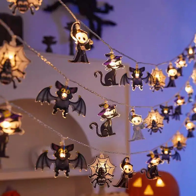 Halloween Decoration LED String Lights,Pumpkin Ghost Spider Web Hanging Lamp,Home Outdoor Lantern Props Party Fairy Lights