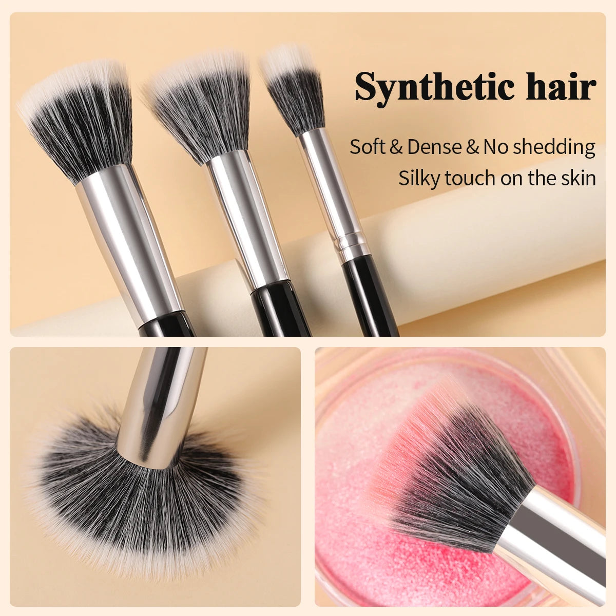 Bethy Beauty Large Angled Makeup Brush Stippling Brush Blush Brush For Contouring Sculpting Highlighting Blending Buffing
