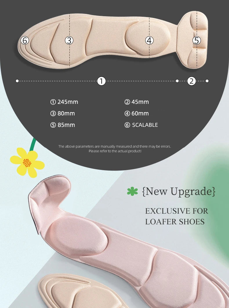 Memory Foam Insoles Women High-heel Shoes Insoles Anti-slip Cutable Insole Comfort Breathable Heel Protection Massage Shoe Pads