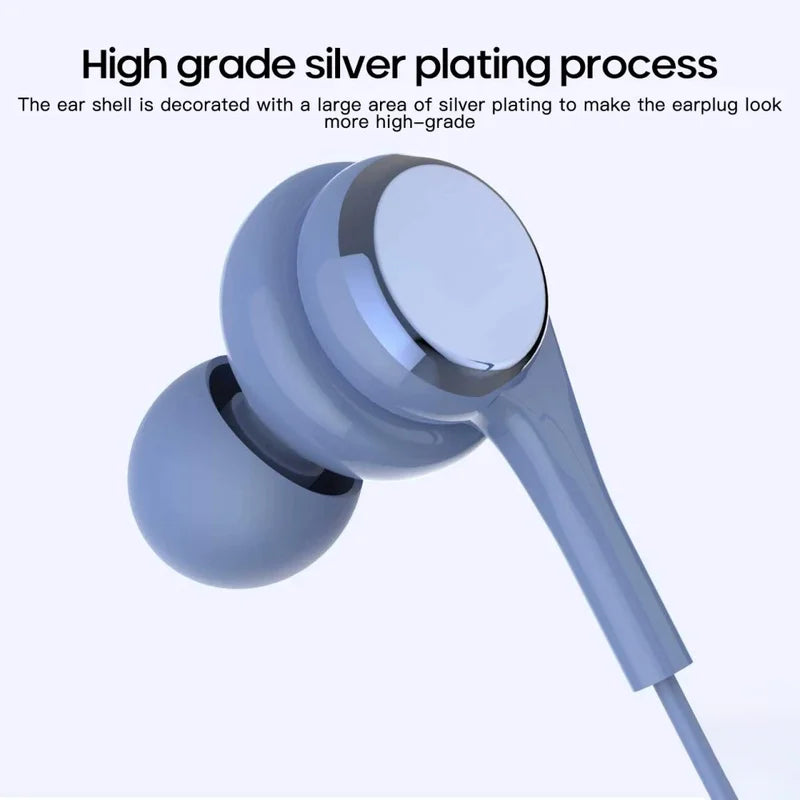 3.5mm Wired Earphones with Microphone, Universal In-Ear Headphones Hands-Free Calling & Metallic Finish for Phone PC