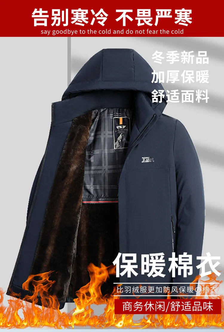 Men's Fashion Windbreaker Parka Coat Man Clothing Streetwear Windproof Casual Autumn Winter Warm Hombre Male Jacket for Outdoors