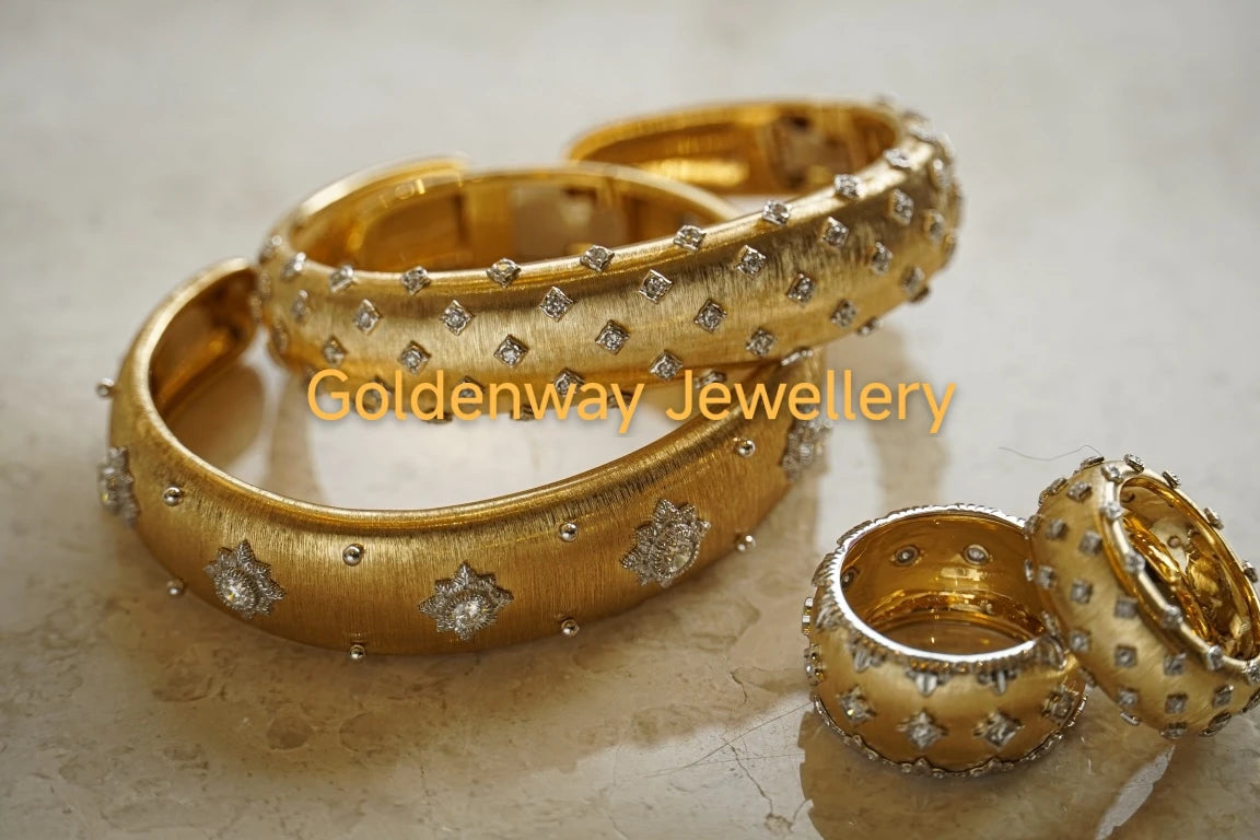 Popular Stainless Steel Rainbow Gemstones Wide Open Bracelet Bangle/Band Ring Knitted Handmade Luxury AU750 Women Jewellery Set