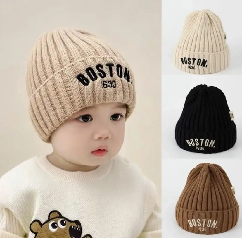 Winter Baby Hat Fashion Letter Pattern Knit Beanie Warm Cap for Infant Newborn Cold Weather Beanie Kid Accessories