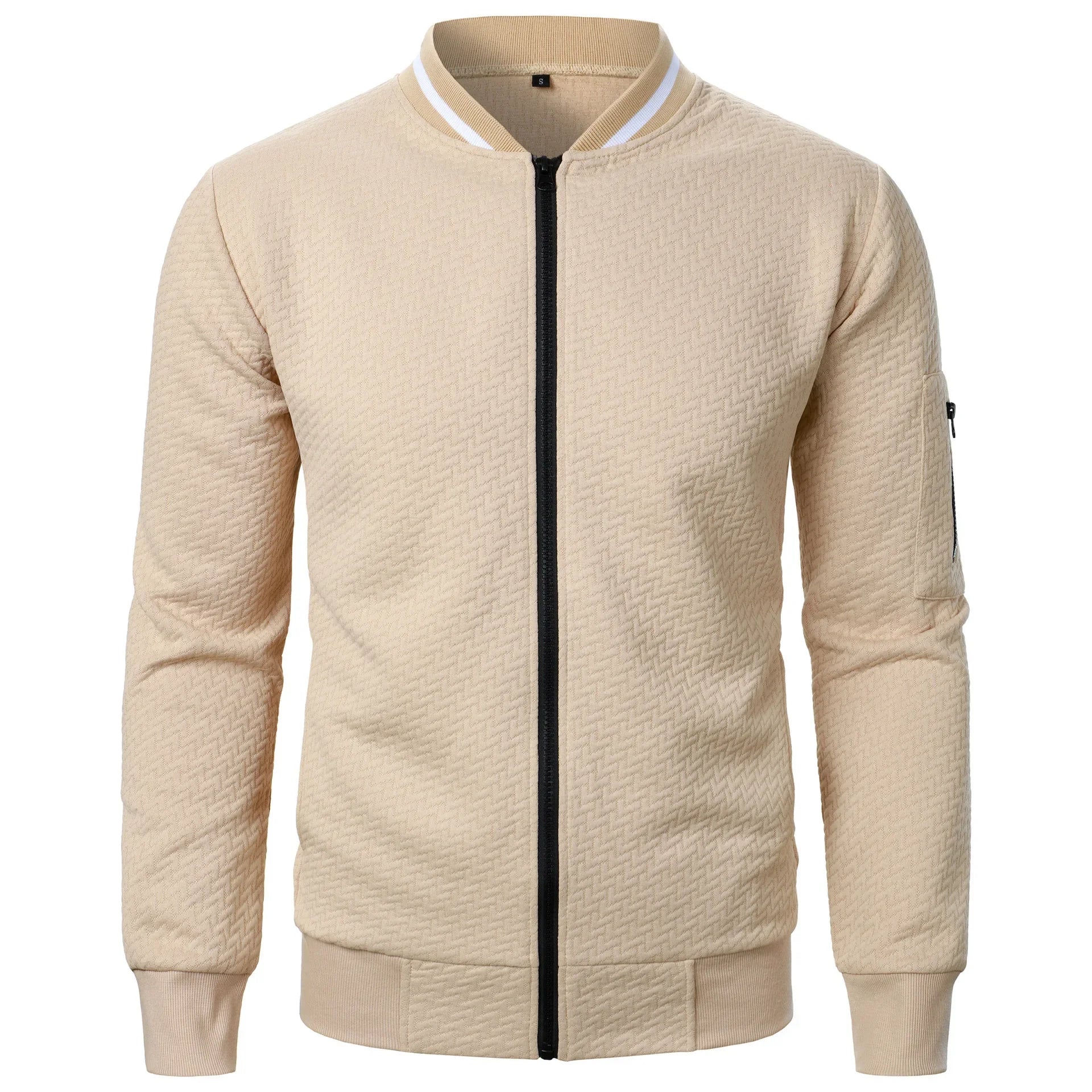 Men's Baseball Jacket Streetwear Autumn New Fashion Solid Color Casual Jackets for Men Jacquard Fabric Men's Coat