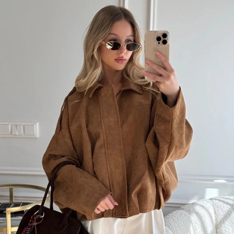 Women's Jackets Long Sleeve Women's Bomber Jacket Women's Cropped Jackets Pleats Street Wear Zip Up Jacket Outdoor Short Coats