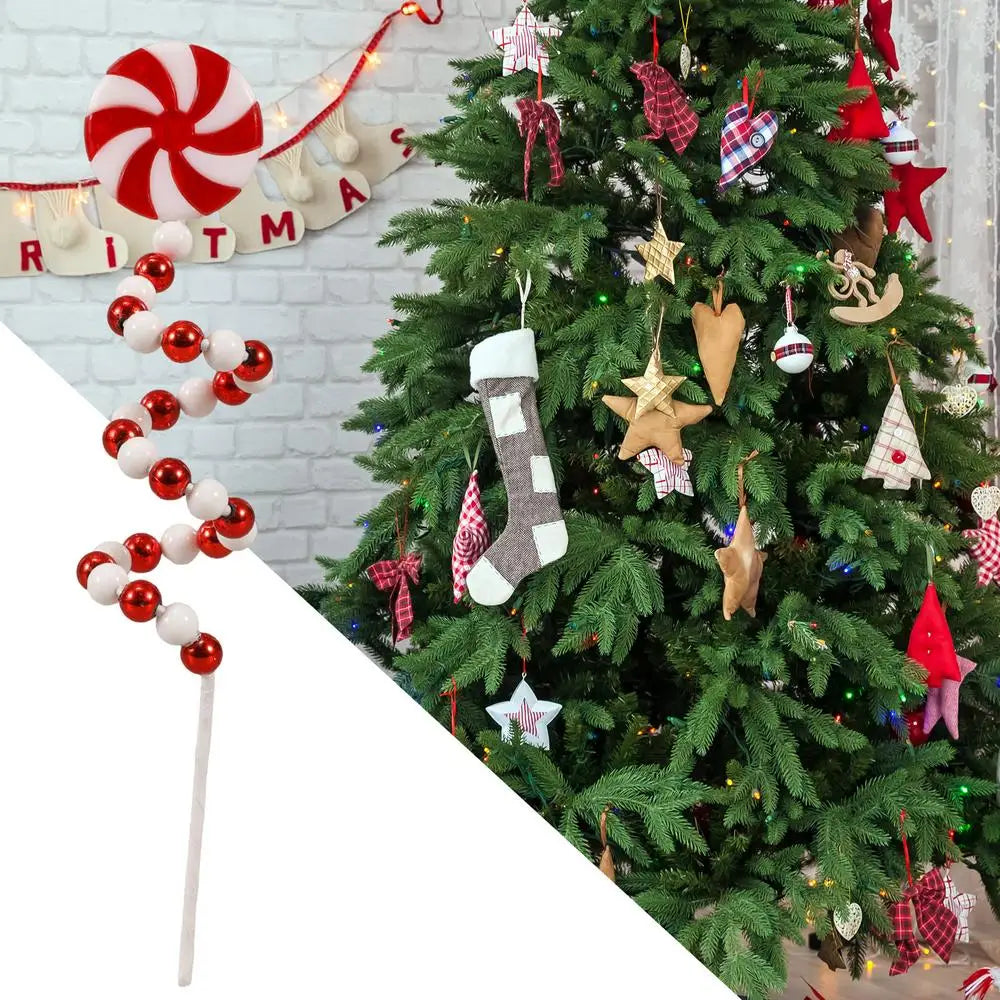 Christmas Candy Cane Decorations Christmas Tree Decoration Red White Lollipop Decoration Curved Candy Christmas Tree Stems Decor