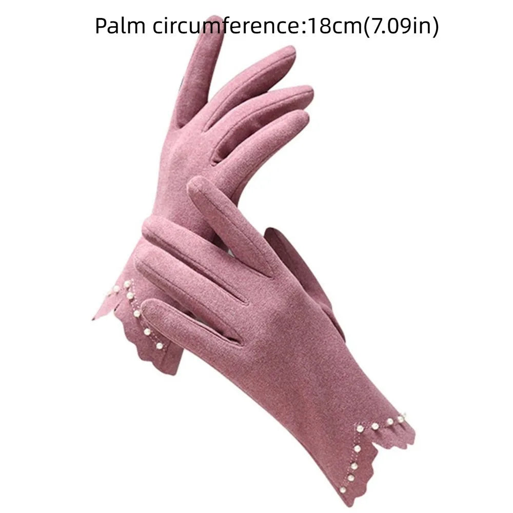 Winter Accessories Full Finger Cold Protection Pearl Women's Gloves Touch Screen Gloves German Fleece Korean Style Mittens
