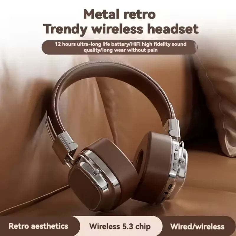 2025 New 5.3 Foldable Wireless Bluetooth Headsets Headset Gamer Choice Retro Over Ear Headphones DJ Stereo Sounds Bluetooth