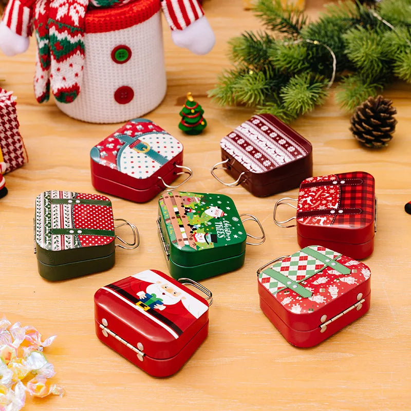 Christmas Decoration 2024  Metal Box Handbag Shape Tin Jar Jewelry Storage Case Kids Gift Can Storage Boxes Xms Party Decors