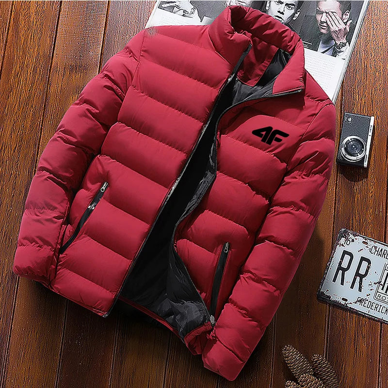 Men's casual jacket, waterproof windbreaker, zippered warm solid color, large size, autumn and winter