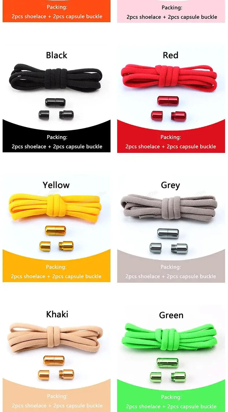 No Tie Shoelaces Semicircle Elastic Shoe Laces For Kids and Adult Sneakers Shoelace Quick Lazy Metal Lock Laces Shoe Strings