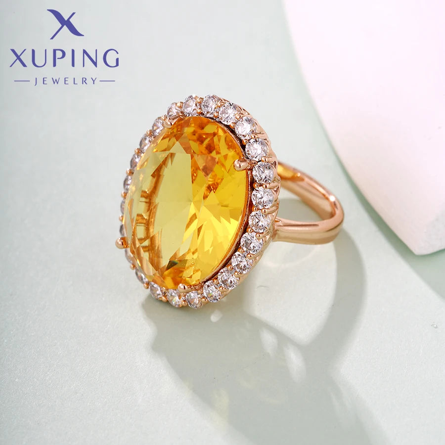 Xuping Jewelry Store Charm Jewellery Copper Alloy Big Stone Women Ring with Gold Color for Party Gift X000440174