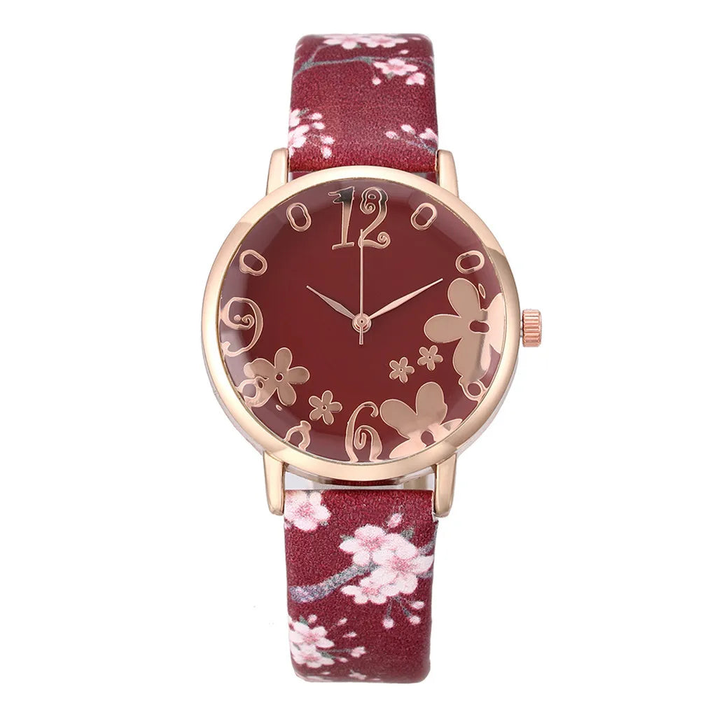 Watch for women with Colorful flowers small fresh printed belt Fashion Ladies Quartz Watch Exquisite watch часы женские