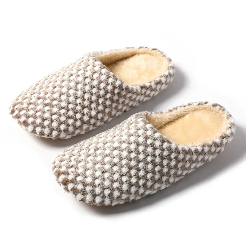 Women Men Winter Warm Slippers Home Bedroom Silent Casual Non Slip Shoes Couples Indoor Soft Sole Cotton Plush Slides
