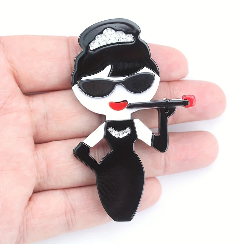 women's acrylic portrait brooch fashion clothing accessories pins